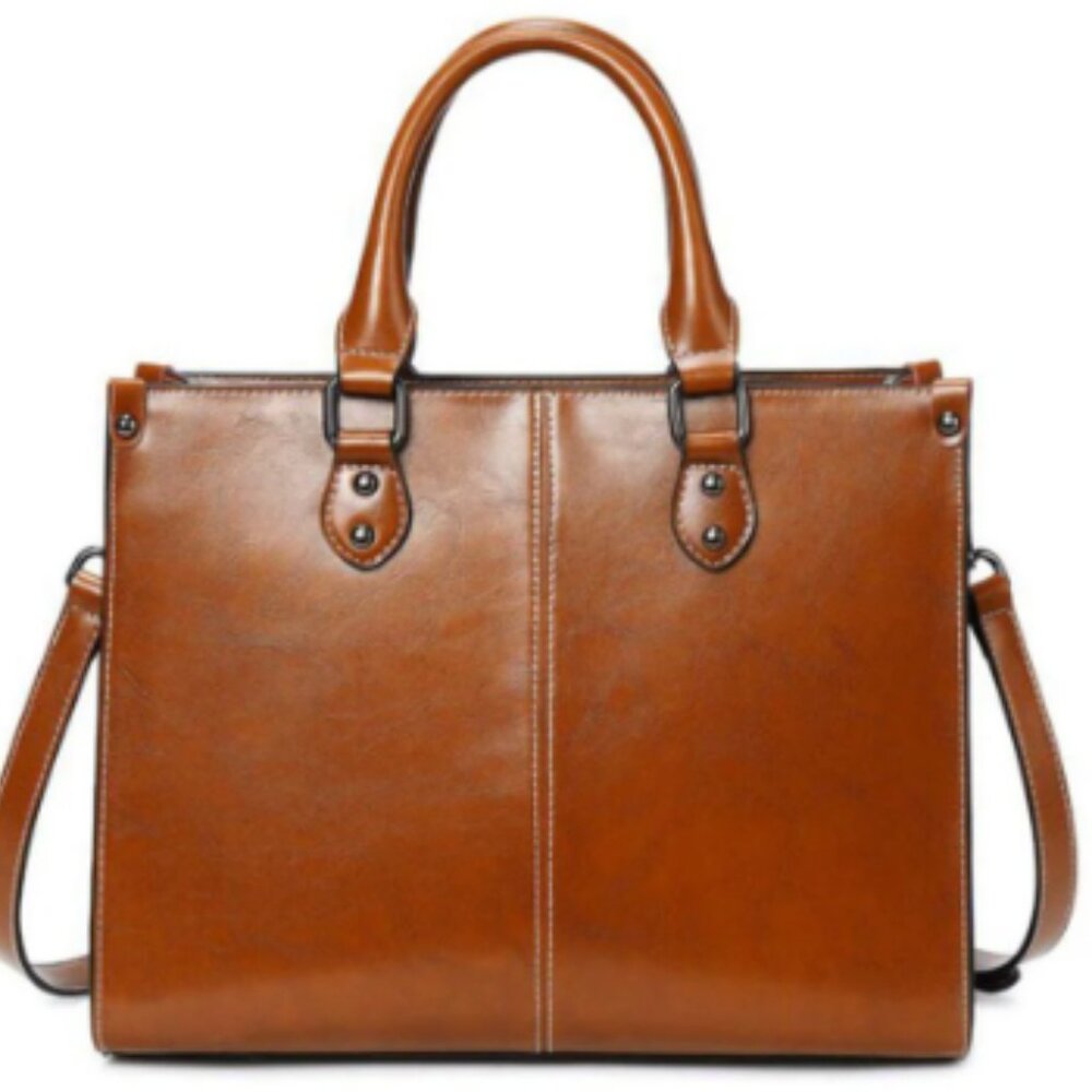 Brown Leather Tote - Classic and Functional